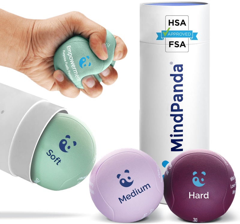 MindPanda Mind & Body Stress Balls For Adults - Tri-Density Hand Therapy Exercise Squeeze Balls - Grip Strengthening For Hand Therapy - Anxiety And Stress Relief - Physical Therapy Support Fidget with Gel Core - Image 1